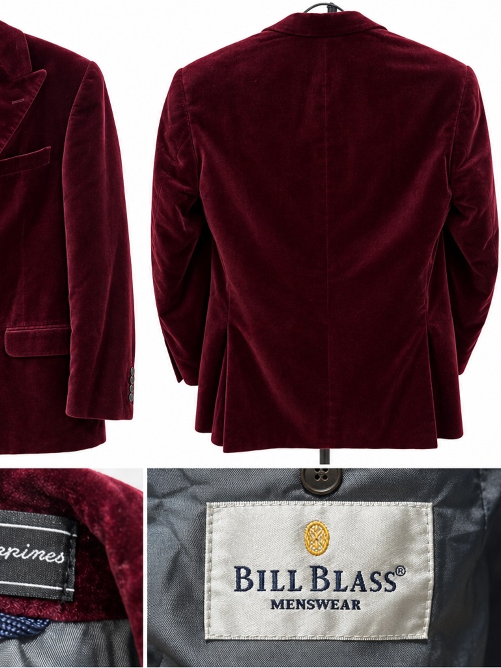 bill blass Men's Velvet Jacket in Burgundy